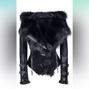 Luxurious Black Fur-Trimmed Women's Jacket, NWOT